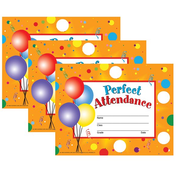 Certificados de asistencia perfecta Hayes Publishing, 3 juegos