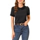 thumbnail image 1 of INSPIRE CHIC Blusa de Manga Corta con Cuello Peter Pan en Contraste y Lunares para Mujer, Regreso a Clases, Talla L, Negro, 1 of 7