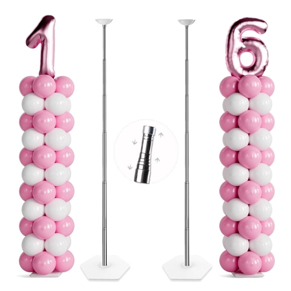 Juego de 2 soportes telescópicos para globos TEKXYZ, metal de 45 cm a 2,1 m