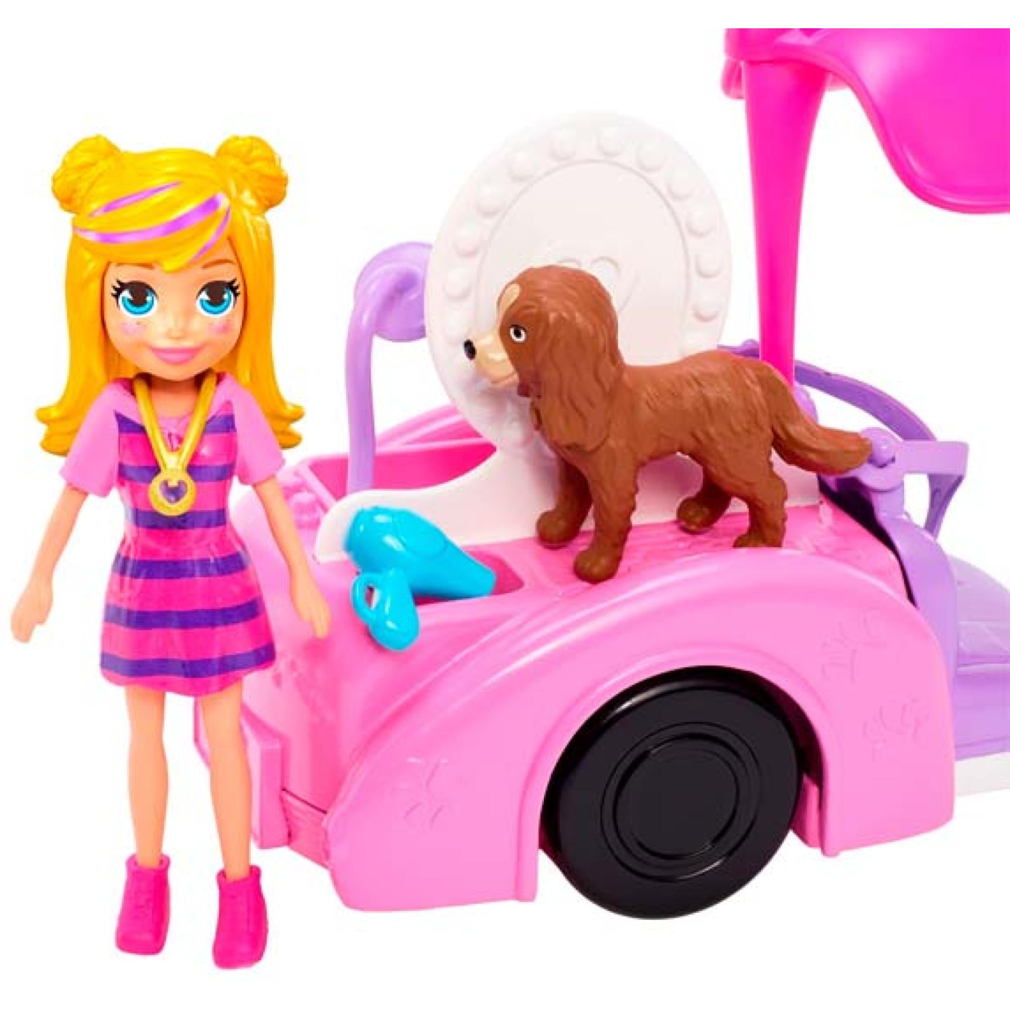 Mattel - Juguete Auto Baño De Perritos Infantil Rosado Polly Pocket