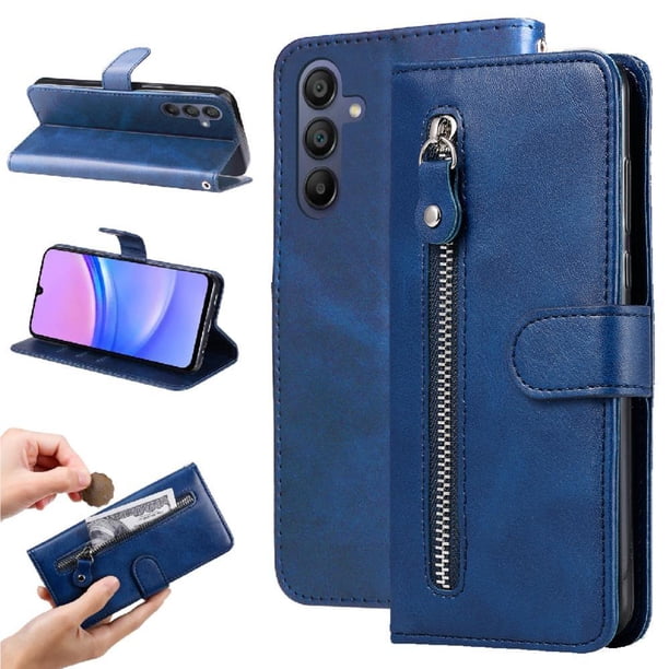 Funda con Cremallera para Samsung Galaxy A16, Carcasa Cartera de Cuero PU con Soporte y Tarjetero