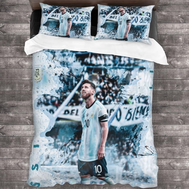 v960 Bed Sheets Sheet Messi Duvet Cover Set, Teen Girls Teen Men Football Microfiber Bedding Set Football Lovers Room Decor Team Gift 3-Piece Bedding Set (1 Duvet Cover + 2 Pillow Shams) Bed Sheets ju