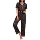 thumbnail image 2 of INSPIRE CHIC Pijama para Mujer Manga Corta Ropa de Dormir Camisones Botón Abajo Estampado Cuello Solapa Cintura Elástica Pantalones Anchos Rectos 2XL Negro, 2 of 6