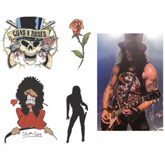 Tatuaje Temporal InkWear Slash Guitarrista