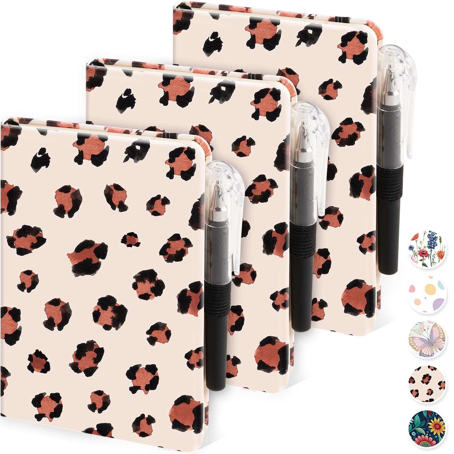 Nirmiro - Notebook Paquete De 3 Unidades Tamaño A6 9 4 X 14 5 Cm Funda De Leopardo