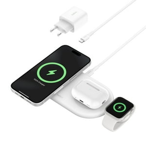 Belkin - Base De Carga 3 En 1 Inalambrica Plana Qi2 Blanca