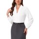 thumbnail image 4 of INSPIRE CHIC Body de Satén para Mujer con Cuello de Chal Elegante, Mangas de Linterna, Camisas Abotonadas para Oficina, Talla S, Blanco, 4 of 6