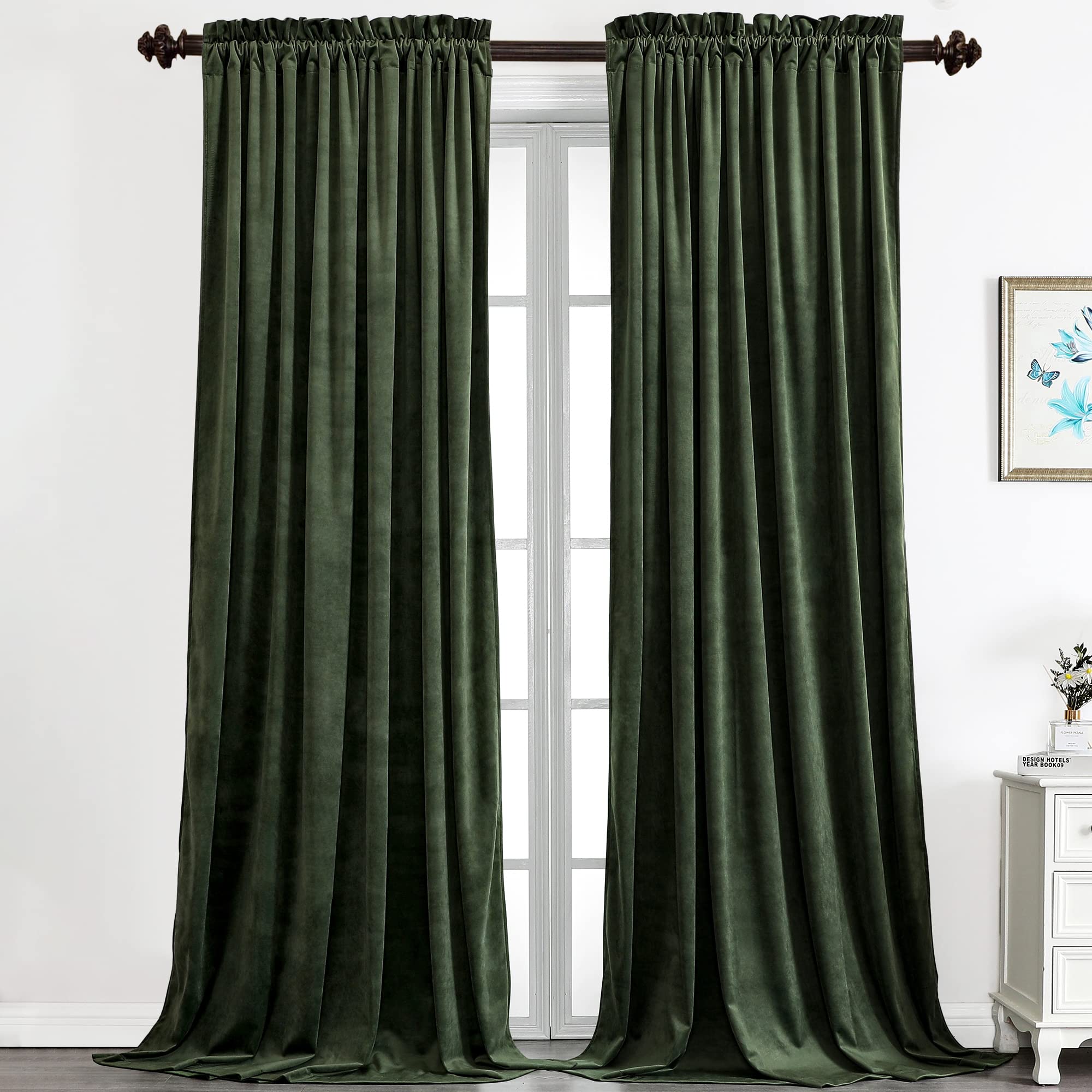 Cortinas Benedeco Blackout Green Velvet 132 X 244 Cm, 2 Paneles