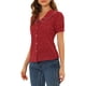 thumbnail image 4 of INSPIRE CHIC Blusa Vintage de Mujer para Regreso a Clases con Lunares, Cuello Peter Pan, Mangas Cortas Abullonadas, Camisa Roja XS, 4 of 7