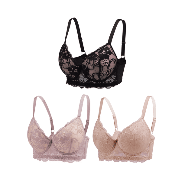 Pack De 3 Sostenes Encaje Push Up Con Arcos Para Mujer