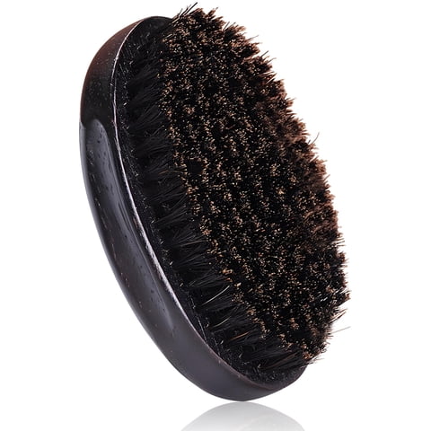 Xusx111 - Cepillo De Barba De Cerdas De Jabalí Para Hombres Con Manija De Madera - Tamaño De Bolsillo Para El Cuidado Del Bigote Y La Barba (Negro)