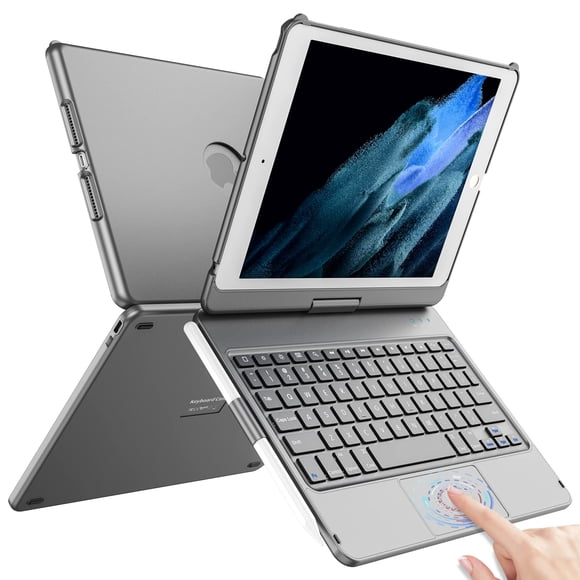 Funda para iPad de novena generación con teclado TQQ Touch gris