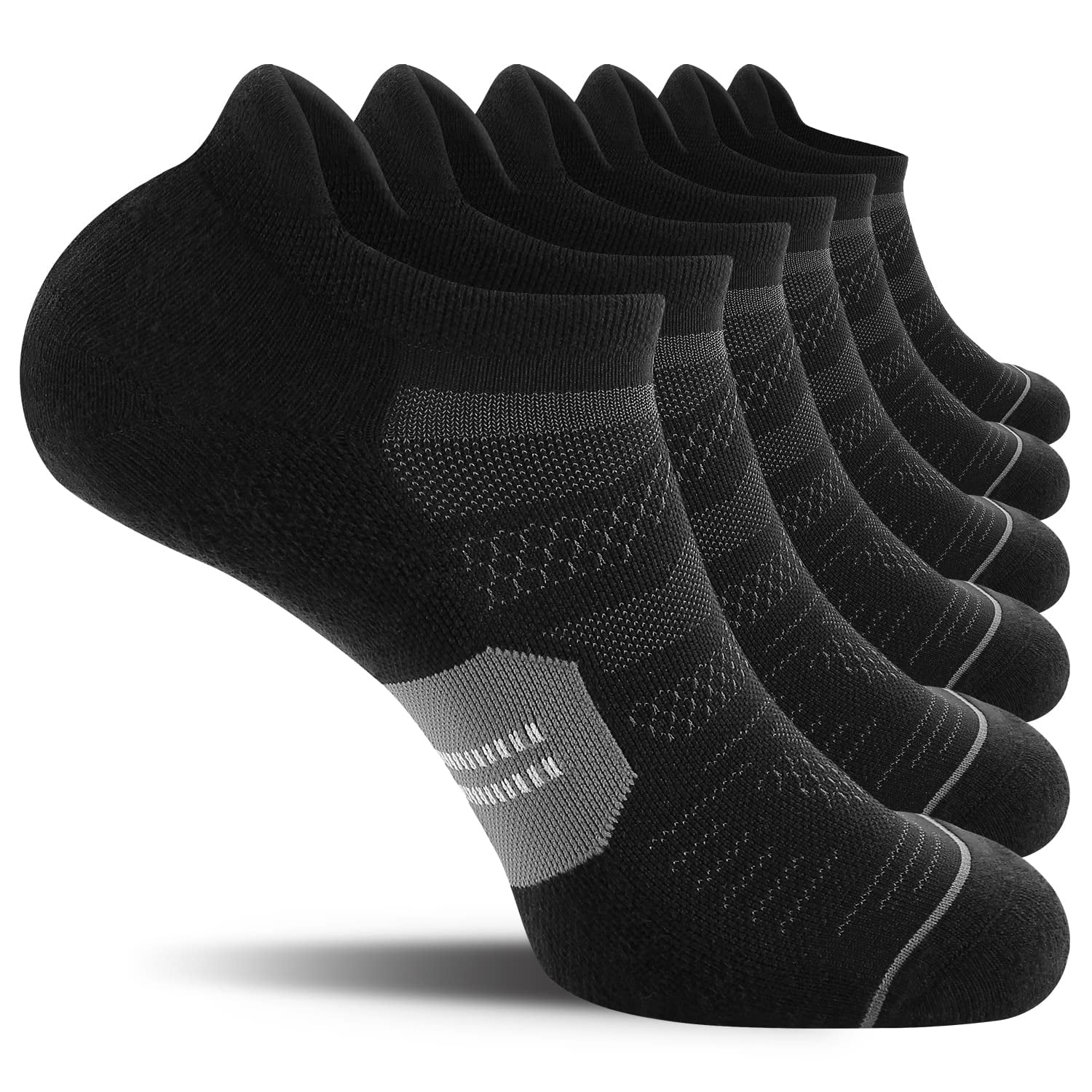 Calcetines Para Correr Celersport Para Hombre, Paquete De 6, Color Negro Y Gris