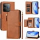 thumbnail image 2 of Funda tipo cartera para Realme GT Neo 6 5G con bolsillo con cremallera, tarjetero, soporte, correa para la muñeca y tapa de cuero marrón, 2 of 5