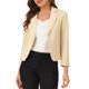 thumbnail image 4 of INSPIRE CHIC Blazer de Mujer para Regreso a Clases, Chaqueta de Traje Recortada de Verano para el Trabajo, Beige-Sólido L, 4 of 7