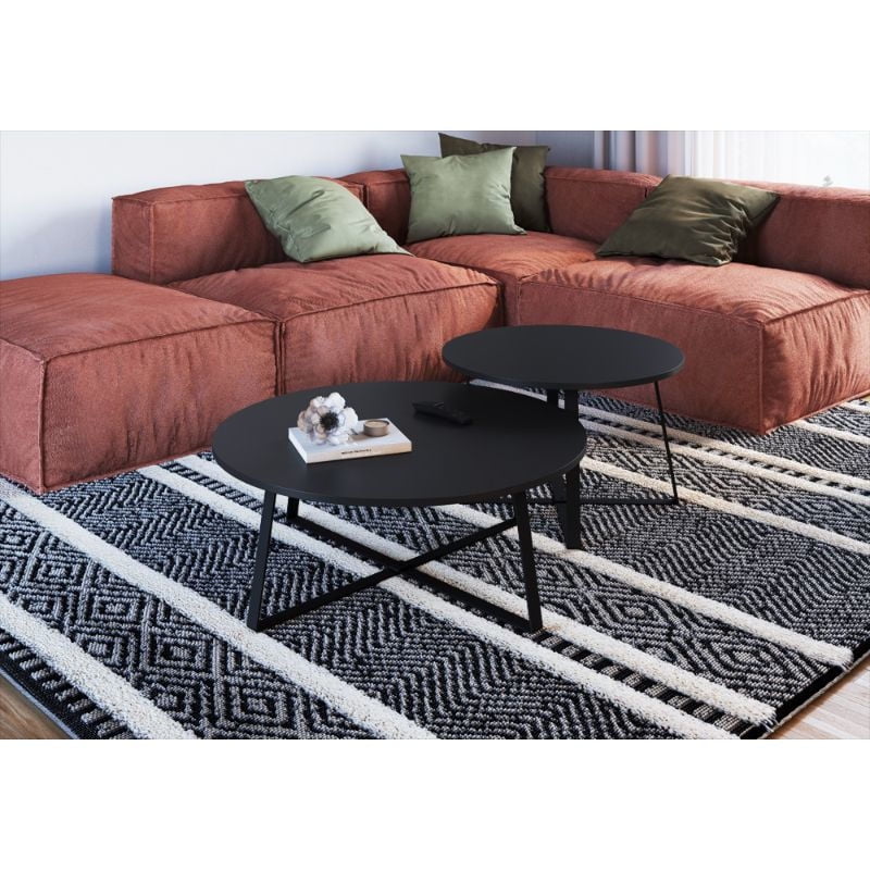 Decocasa - Mesa De Centro Circular Negro