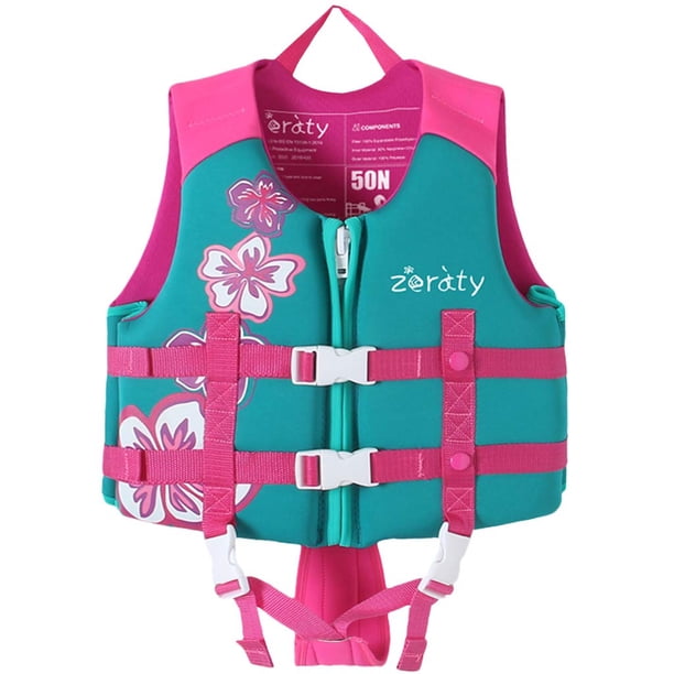 Chaleco de natación Zeraty para niños pequeños, neopreno, ajustable, con correa de seguridad