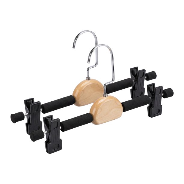 REGALWOVEN 2 Pcs Perchas para Pantalones, Perchas Ahorra Espacio, Organizador de Armario para Pantalones Cortos Negro B 2