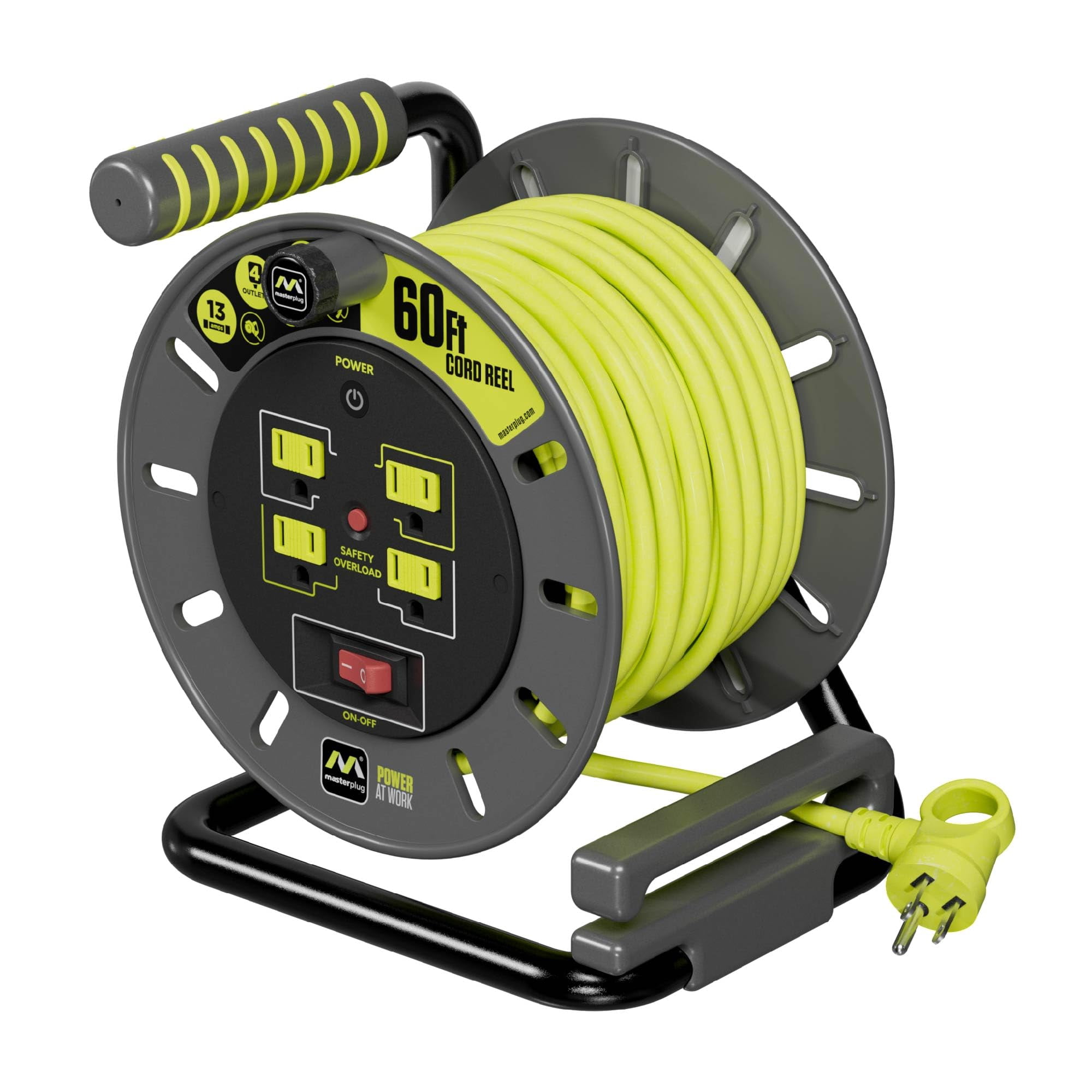 Cable Reel Masterplug, Extensión Retráctil, 18 M, 4 Salidas, 13 A