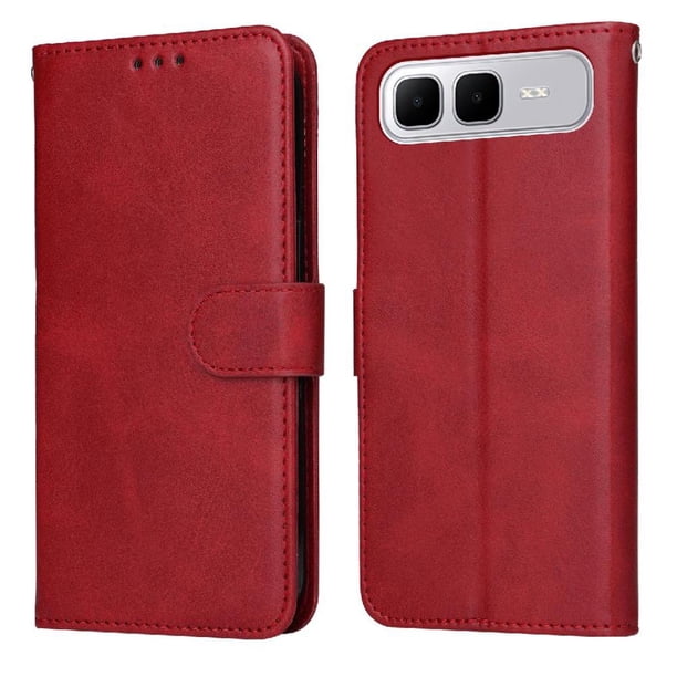 Funda Billetera para Infinix Smart 10 Plus con Porta Tarjetas y Soporte Ajustable Rojo