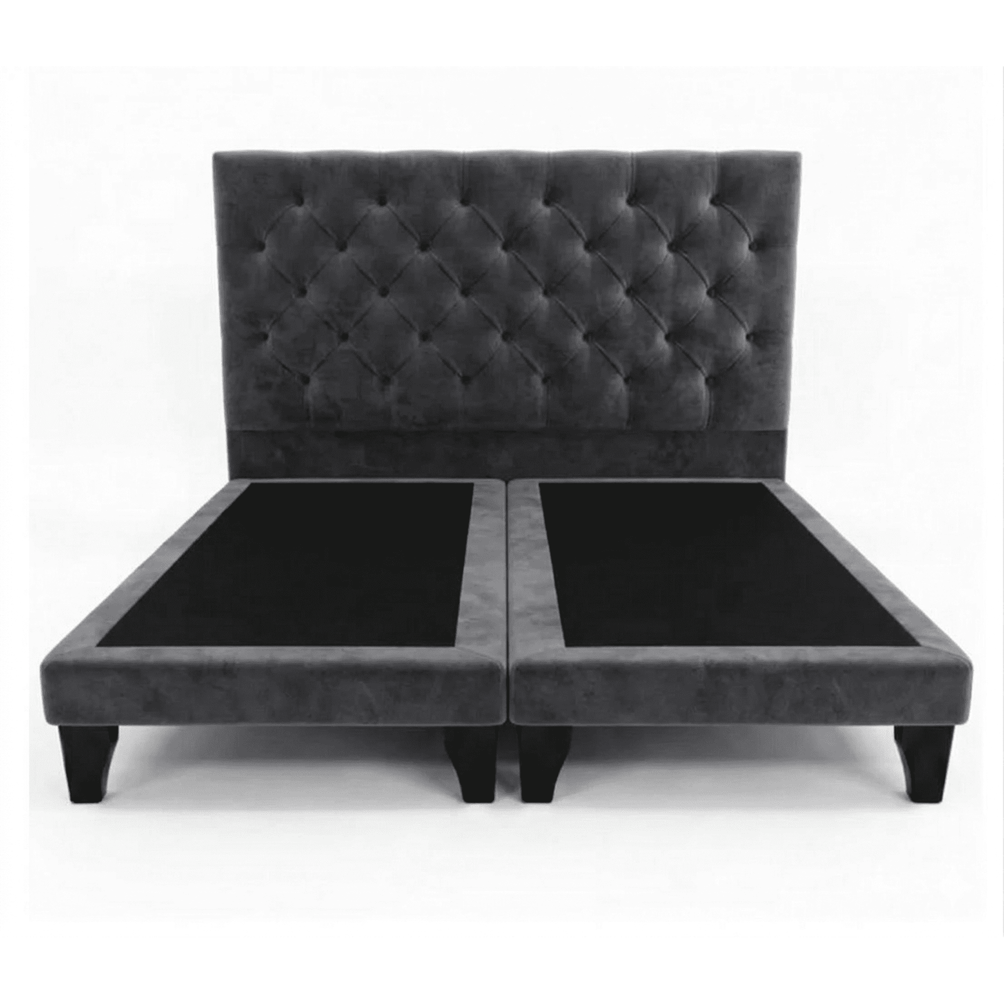Home V Ele - Cama King Capitone Base Dividida Gris Oscuro En Felpa