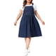 thumbnail image 2 of Agnes Orinda Vestido de Mezclilla para Mujer Talla Grande Escuela Colegio Sin Mangas Tirantes Ajustables Botones en la Cintura Mono Casual Jumper Jean Midi Vestidos 2026 con Bolsillos 4X Negro Azul, 2 of 6