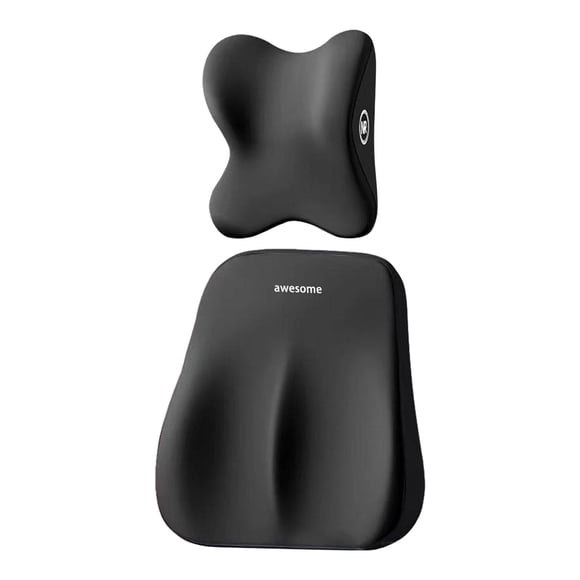 Generic - Cojín Para Respaldo De Coche, Soporte Lumbar Y Almohada Para El Cuello, Color Negro