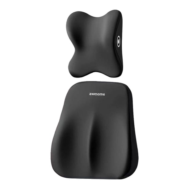 Generic - Cojín Para Respaldo De Coche, Soporte Lumbar Y Almohada Para El Cuello, Color Negro