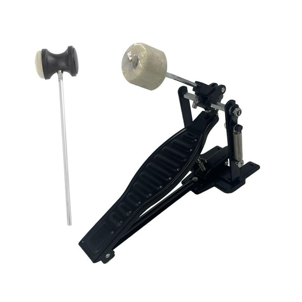 Pedal de bombo portátil de un solo pie, Pedal de bombo de resorte único con batidor de bombo, Pedal de bombo de cadena única para batería eléctrica Negro