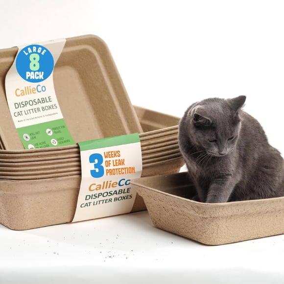 Cajas de arena desechables CallieCo tamaño grande, pack de 8, resistentes a fugas