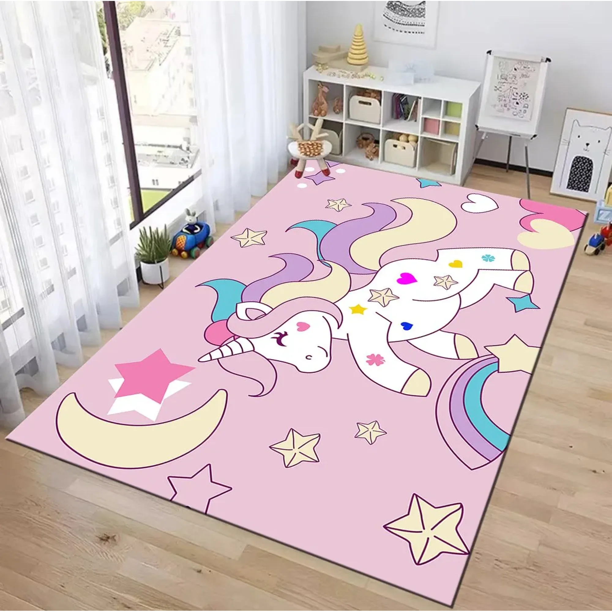 Casadeliacl - Alfombra Infantil Tiernos Diseños Decorativos 120x160cm Wym Rosa 1.2 M 1.6 M Unicornio