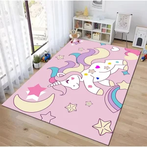 Casadeliacl - Alfombra Infantil Tiernos Diseños Decorativos 120X160Cm Wym Rosa 1.2 M 1.6 M Unicornio