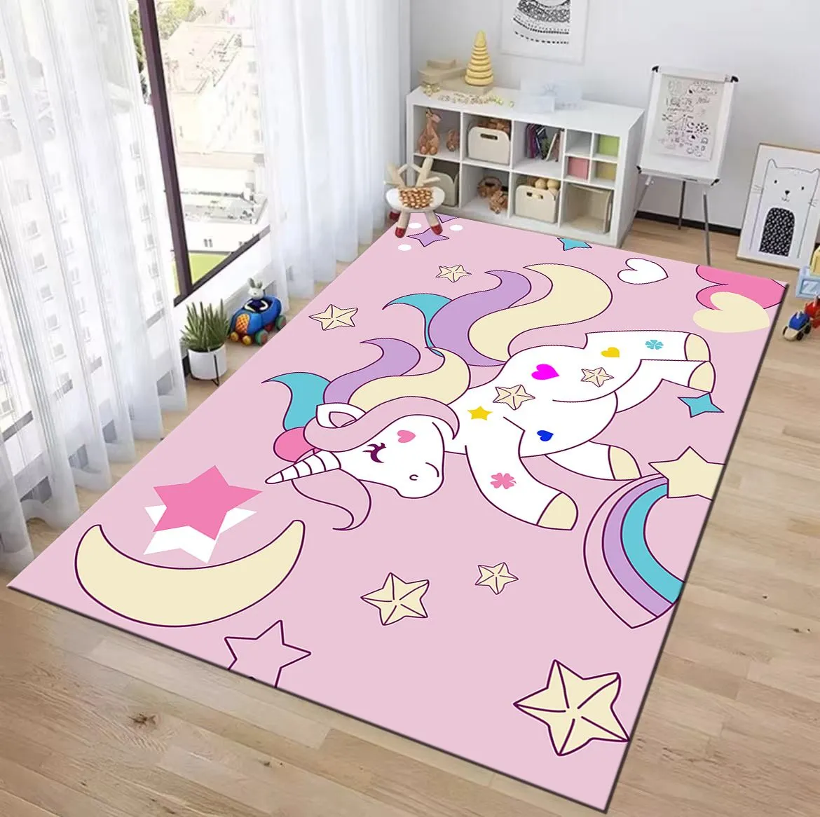 Casadeliacl - Alfombra Infantil Tiernos Diseños Decorativos 120X160Cm Wym Rosa 1.2 M 1.6 M Unicornio