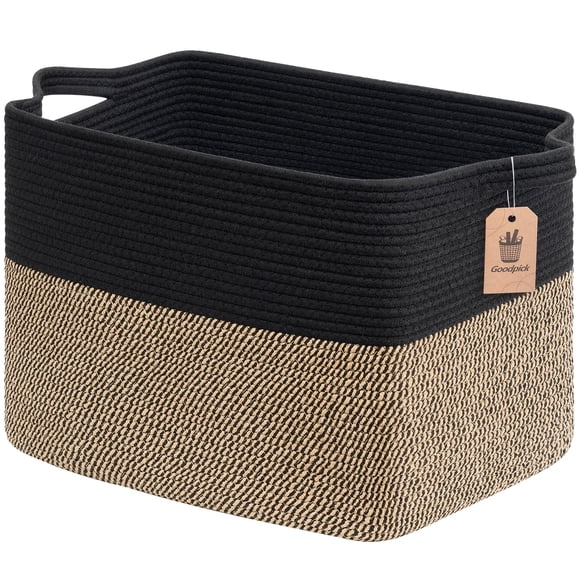 Cesta de mimbre para ropa sucia Goodpick, tejida, 45 x 35 x 30 cm, con asas