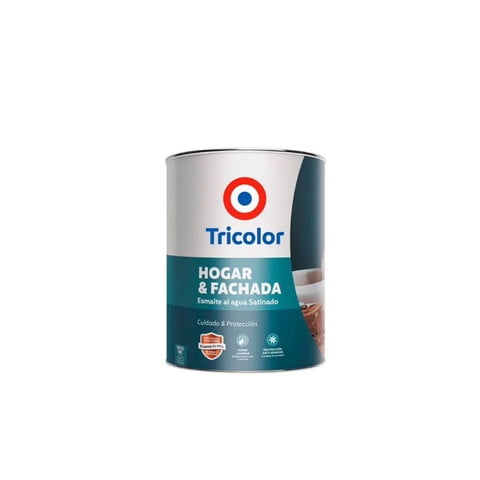 Tricolor - Esmalte Al Agua Satinado Hogar Y Fachada 900Ml Blanco Perfecto