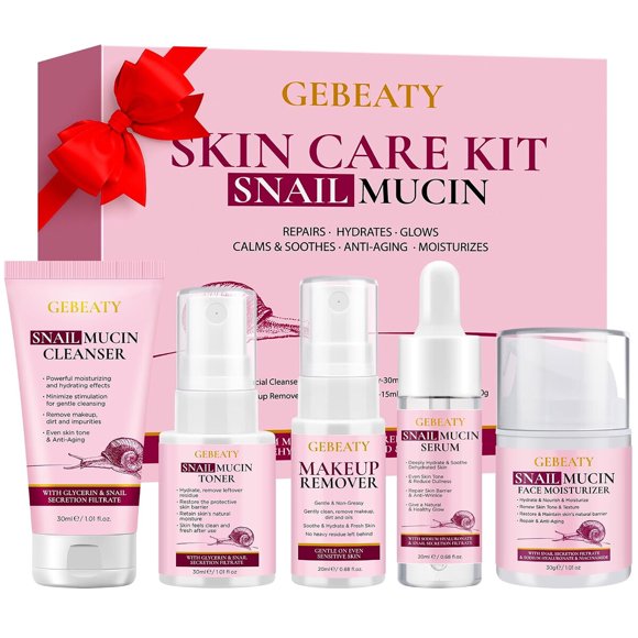 Kit Cuidado Facial GEBEATY Snail Mucin 5P Hidratante Antiage