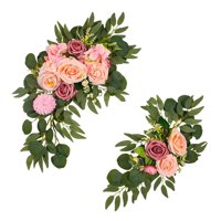 Magideal - Arco De Flores Para Boda, Flor De Seda, Vegetación Rústica, Decoración Versátil, De Puerta De Pared De Recepción, Decoración De Fondo De Hojas Rosa