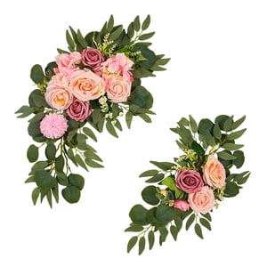 Magideal - Arco De Flores Para Boda, Flor De Seda, Vegetación Rústica, Decoración Versátil, De Puerta De Pared De Recepción, Decoración De Fondo De Hojas Rosa