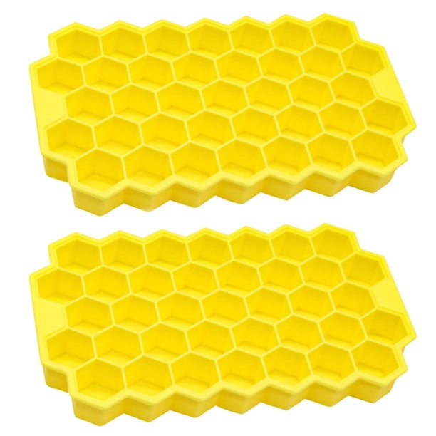2 bandejas de hielo, molde de silicona para hielo con tapa de sellado y molde de hielo hexagonal seguro.