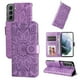 thumbnail image 1 of Funda tipo cartera FOXDOCK para Samsung Galaxy S21 , diseño girasol en relieve, cuero PU, cierre magnético, soporte y tarjetero, 1 of 5