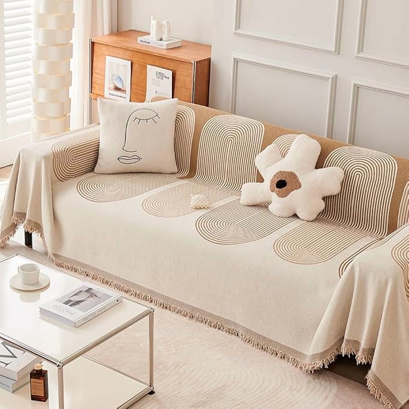 Manta Acogedora Para Sofá – Diseño Moderno Y Natural Wakeshome Color Beige Claro