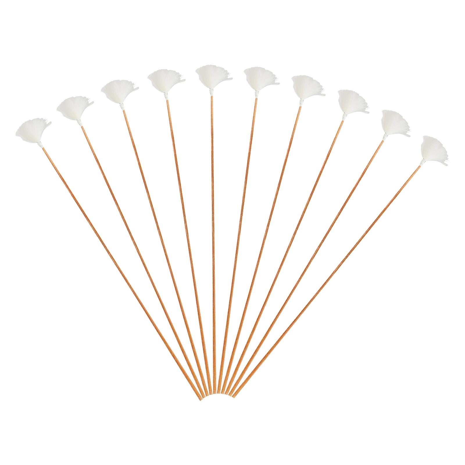 Magideal - 10x Orejeras Profesionales De Plumas De Ganso Para Adultos/removedor De Cerumen Suave De Mango Largo Herramientas De Excavación De Orejas/limpiador De Hilo Blanco S