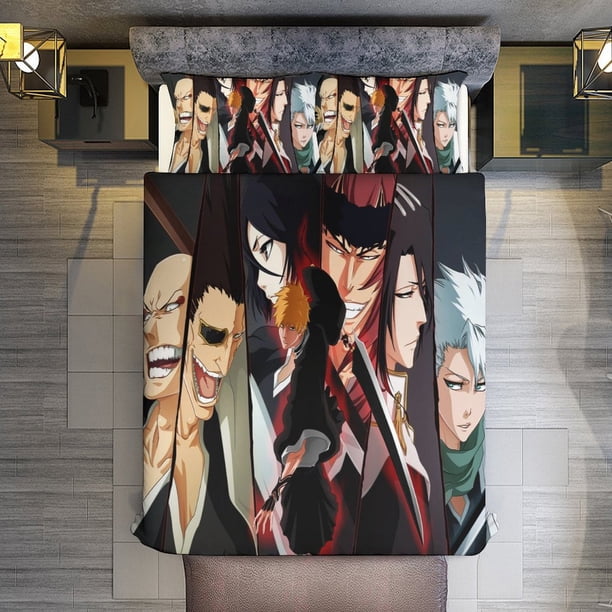 Bleach 3 Piece Anime Comforter Bedding 1 Set Super Soft Quilt Cover with 2 Pillowcases Funny Merch Anime Gifts for Girls Boys Kids Adults