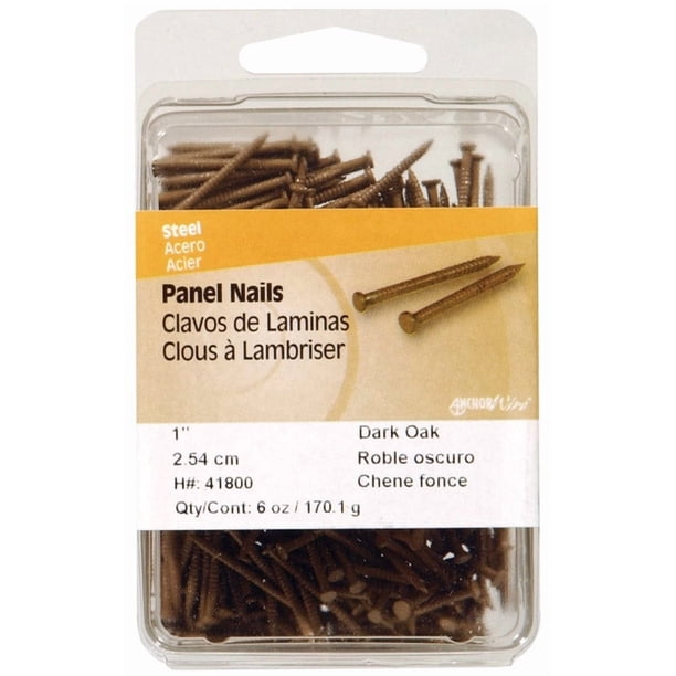 Panel de acero Nail Hillman de 1,625 cm de largo con vástago plano en espiral, paquete de 5