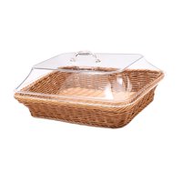 Magideal - Cesta De Pan Tejida Con Tapa, Cesta De Frutas, Cesta De Comida Rústica, Cesta Tejida De Mimbre De Imitación, Bandeja Para Servir Para Comedor Y Hogar Grande