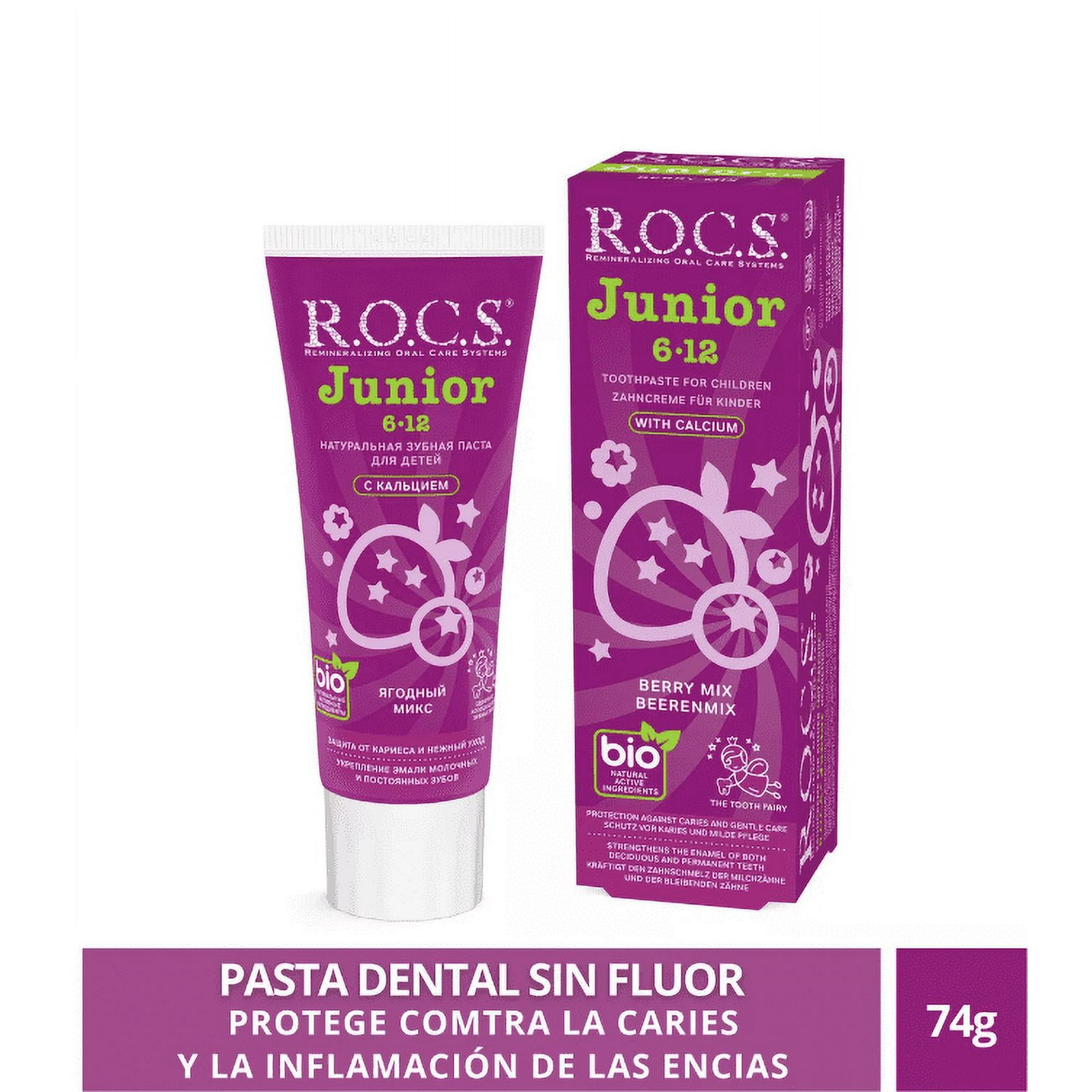 R.o.c.s. - Pasta Dental Rocs Junior Berry Mix 74g Sin Fluor