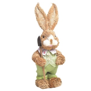 Bothyi - Conejito Lindo De Paja Artificial Conejo De Pie Decoración Del Jardín Del Hogar D