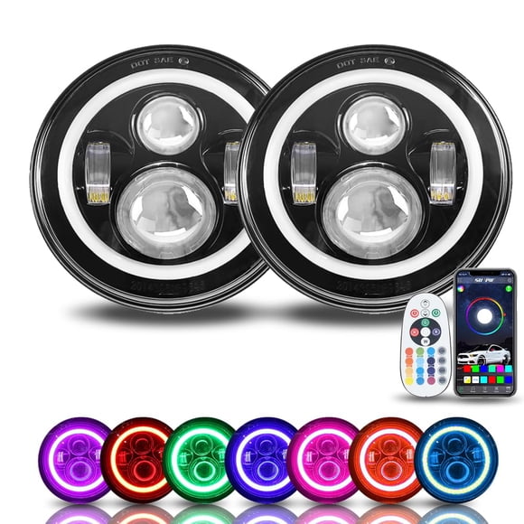 Luces RGBW Halo SUNPIE de 7 pulgadas para Jeep JK JKU TJ LJ
