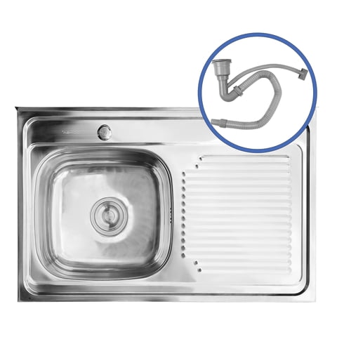 Domsa - Cubierta Lavaplatos Sobreponer Secador Derecho 80X50 Cm