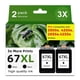 thumbnail image 1 of Cartuchos de tinta Skyink 67XL negros de repuesto para HP 67, paquete de 2, 1 of 7